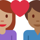 Twitter (Twemoji 14.0)  👩🏽‍❤️‍👨🏾  Couple With Heart: Woman, Man, Medium Skin Tone, Medium-dark Skin Tone Emoji