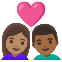Google (Android 12L)  👩🏽‍❤️‍👨🏾  Couple With Heart: Woman, Man, Medium Skin Tone, Medium-dark Skin Tone Emoji
