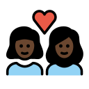 OpenMoji 13.1  👩🏿‍❤️‍👩🏿  Couple With Heart: Woman, Woman, Dark Skin Tone Emoji