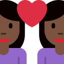 Twitter (Twemoji 14.0)  👩🏿‍❤️‍👩🏿  Couple With Heart: Woman, Woman, Dark Skin Tone Emoji