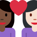 Twitter (Twemoji 14.0)  👩🏿‍❤️‍👩🏻  Couple With Heart: Woman, Woman, Dark Skin Tone, Light Skin Tone Emoji
