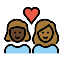 OpenMoji 13.1  👩🏿‍❤️‍👩🏾  Couple With Heart: Woman, Woman, Dark Skin Tone, Medium-dark Skin Tone Emoji