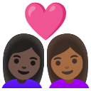 Google (Android 12L)  👩🏿‍❤️‍👩🏾  Couple With Heart: Woman, Woman, Dark Skin Tone, Medium-dark Skin Tone Emoji