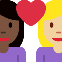 Twitter (Twemoji 14.0)  👩🏿‍❤️‍👩🏼  Couple With Heart: Woman, Woman, Dark Skin Tone, Medium-light Skin Tone Emoji
