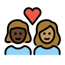 OpenMoji 13.1  👩🏿‍❤️‍👩🏽  Couple With Heart: Woman, Woman, Dark Skin Tone, Medium Skin Tone Emoji