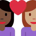 Twitter (Twemoji 14.0)  👩🏿‍❤️‍👩🏽  Couple With Heart: Woman, Woman, Dark Skin Tone, Medium Skin Tone Emoji