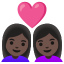 Google (Android 12L)  👩🏿‍❤️‍👩🏿  Couple With Heart: Woman, Woman, Dark Skin Tone Emoji