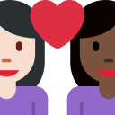 Twitter (Twemoji 14.0)  👩🏻‍❤️‍👩🏿  Couple With Heart: Woman, Woman, Light Skin Tone, Dark Skin Tone Emoji