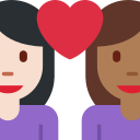 Twitter (Twemoji 14.0)  👩🏻‍❤️‍👩🏾  Couple With Heart: Woman, Woman, Light Skin Tone, Medium-dark Skin Tone Emoji