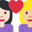 Twitter (Twemoji 14.0)  👩🏻‍❤️‍👩🏼  Couple With Heart: Woman, Woman, Light Skin Tone, Medium-light Skin Tone Emoji