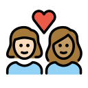 OpenMoji 13.1  👩🏻‍❤️‍👩🏽  Couple With Heart: Woman, Woman, Light Skin Tone, Medium Skin Tone Emoji