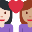 Twitter (Twemoji 14.0)  👩🏻‍❤️‍👩🏽  Couple With Heart: Woman, Woman, Light Skin Tone, Medium Skin Tone Emoji