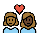 OpenMoji 13.1  👩🏾‍❤️‍👩🏿  Couple With Heart: Woman, Woman, Medium-dark Skin Tone, Dark Skin Tone Emoji