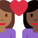 Twitter (Twemoji 14.0)  👩🏾‍❤️‍👩🏿  Couple With Heart: Woman, Woman, Medium-dark Skin Tone, Dark Skin Tone Emoji