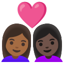 Google (Android 12L)  👩🏾‍❤️‍👩🏿  Couple With Heart: Woman, Woman, Medium-dark Skin Tone, Dark Skin Tone Emoji