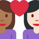 Twitter (Twemoji 14.0)  👩🏾‍❤️‍👩🏻  Couple With Heart: Woman, Woman, Medium-dark Skin Tone, Light Skin Tone Emoji
