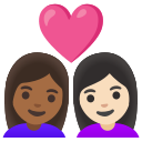 Google (Android 12L)  👩🏾‍❤️‍👩🏻  Couple With Heart: Woman, Woman, Medium-dark Skin Tone, Light Skin Tone Emoji