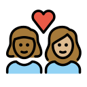 OpenMoji 13.1  👩🏾‍❤️‍👩🏼  Couple With Heart: Woman, Woman, Medium-dark Skin Tone, Medium-light Skin Tone Emoji