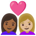 Google (Android 12L)  👩🏾‍❤️‍👩🏼  Couple With Heart: Woman, Woman, Medium-dark Skin Tone, Medium-light Skin Tone Emoji