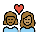 OpenMoji 13.1  👩🏾‍❤️‍👩🏽  Couple With Heart: Woman, Woman, Medium-dark Skin Tone, Medium Skin Tone Emoji