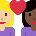 Twitter (Twemoji 14.0)  👩🏼‍❤️‍👩🏿  Couple With Heart: Woman, Woman, Medium-light Skin Tone, Dark Skin Tone Emoji