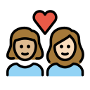 OpenMoji 13.1  👩🏼‍❤️‍👩🏻  Couple With Heart: Woman, Woman, Medium-light Skin Tone, Light Skin Tone Emoji