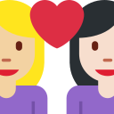 Twitter (Twemoji 14.0)  👩🏼‍❤️‍👩🏻  Couple With Heart: Woman, Woman, Medium-light Skin Tone, Light Skin Tone Emoji