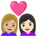 Google (Android 12L)  👩🏼‍❤️‍👩🏻  Couple With Heart: Woman, Woman, Medium-light Skin Tone, Light Skin Tone Emoji