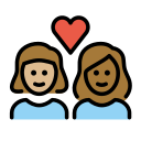 OpenMoji 13.1  👩🏼‍❤️‍👩🏾  Couple With Heart: Woman, Woman, Medium-light Skin Tone, Medium-dark Skin Tone Emoji