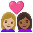 Google (Android 12L)  👩🏼‍❤️‍👩🏾  Couple With Heart: Woman, Woman, Medium-light Skin Tone, Medium-dark Skin Tone Emoji