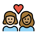 OpenMoji 13.1  👩🏼‍❤️‍👩🏽  Couple With Heart: Woman, Woman, Medium-light Skin Tone, Medium Skin Tone Emoji