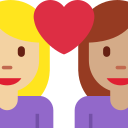 Twitter (Twemoji 14.0)  👩🏼‍❤️‍👩🏽  Couple With Heart: Woman, Woman, Medium-light Skin Tone, Medium Skin Tone Emoji