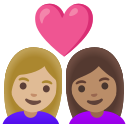 Google (Android 12L)  👩🏼‍❤️‍👩🏽  Couple With Heart: Woman, Woman, Medium-light Skin Tone, Medium Skin Tone Emoji