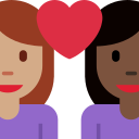 Twitter (Twemoji 14.0)  👩🏽‍❤️‍👩🏿  Couple With Heart: Woman, Woman, Medium Skin Tone, Dark Skin Tone Emoji