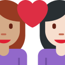 Twitter (Twemoji 14.0)  👩🏽‍❤️‍👩🏻  Couple With Heart: Woman, Woman, Medium Skin Tone, Light Skin Tone Emoji