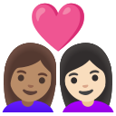 Google (Android 12L)  👩🏽‍❤️‍👩🏻  Couple With Heart: Woman, Woman, Medium Skin Tone, Light Skin Tone Emoji