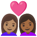 Google (Android 12L)  👩🏽‍❤️‍👩🏾  Couple With Heart: Woman, Woman, Medium Skin Tone, Medium-dark Skin Tone Emoji
