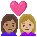 Google (Android 12L)  👩🏽‍❤️‍👩🏼  Couple With Heart: Woman, Woman, Medium Skin Tone, Medium-light Skin Tone Emoji