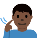 Twitter (Twemoji 14.0)  🧏🏿‍♂️  Deaf Man: Dark Skin Tone Emoji