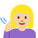 Twitter (Twemoji 14.0)  🧏🏼‍♀️  Deaf Woman: Medium-light Skin Tone Emoji