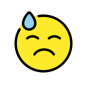 OpenMoji 13.1  😓  Downcast Face With Sweat Emoji