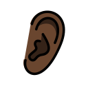 OpenMoji 13.1  👂🏿  Ear: Dark Skin Tone Emoji