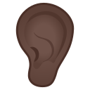 Google (Android 12L)  👂🏿  Ear: Dark Skin Tone Emoji