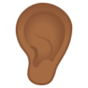 Google (Android 12L)  👂🏾  Ear: Medium-dark Skin Tone Emoji