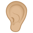 Google (Android 12L)  👂🏼  Ear: Medium-light Skin Tone Emoji