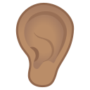 Google (Android 12L)  👂🏽  Ear: Medium Skin Tone Emoji