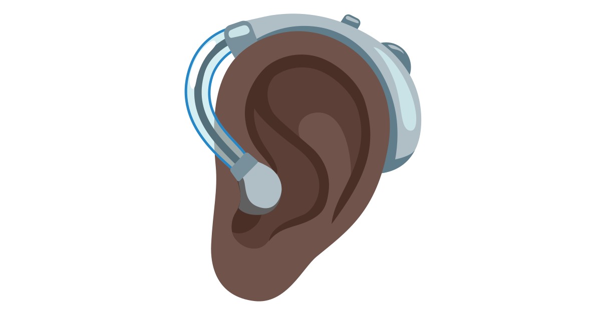 🦻🏿  Ear With Hearing Aid: Dark Skin Tone