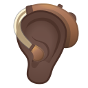 Google (Android 12L)  🦻🏿  Ear With Hearing Aid: Dark Skin Tone Emoji