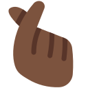 Twitter (Twemoji 14.0)  🫰🏿  Hand With Index Finger And Thumb Crossed: Dark Skin Tone Emoji