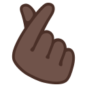 Google (Android 12L)  🫰🏿  Hand With Index Finger And Thumb Crossed: Dark Skin Tone Emoji